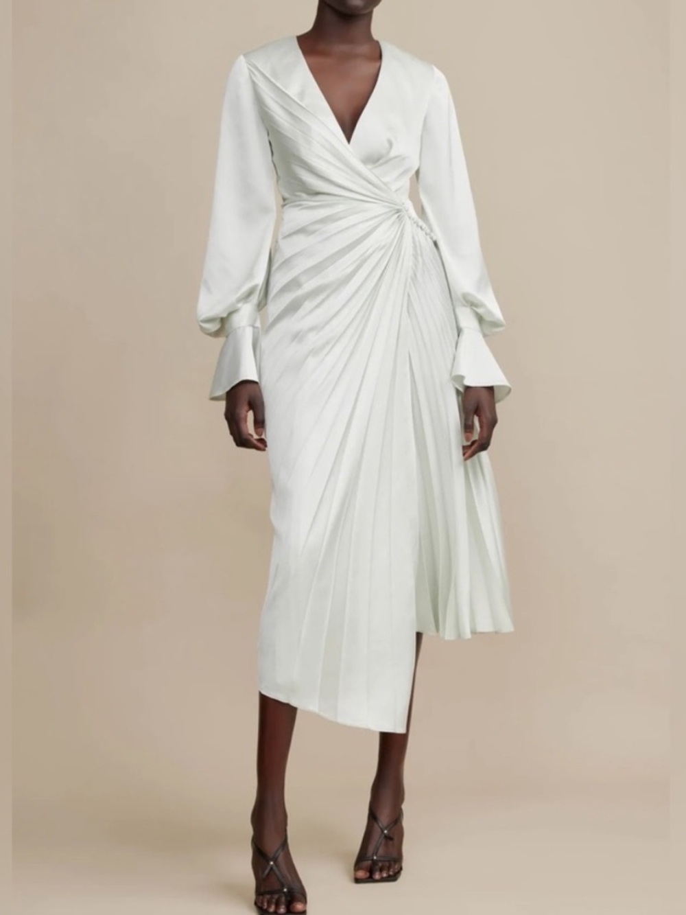 ACLER ‘Cresta’ Satin Wrap Pleated Midi 
Dress - Picture 2 of 15